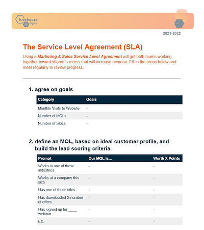 Example SLA: Service-Level Agreement Example: Hivehouse Digital's Marketing & Sales SLA Template