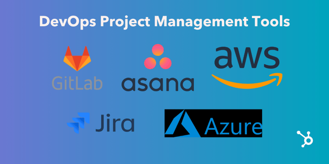 DevOps project management tools showing GitLab, Asana, AWS, Jira, and Azure logos