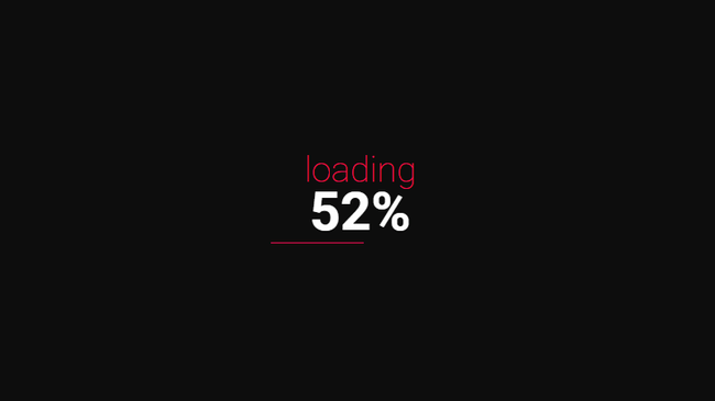 Simple loading animation tells visitors that page load progresses from 50% to 100% loaded