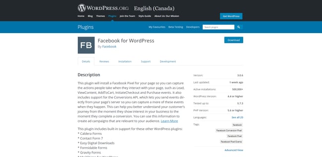 facebook pixel wordpress plugin: facebook for wordpress