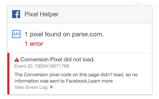 facebook pixel wordpress error screen