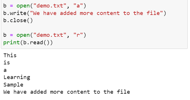 file handling in python, output