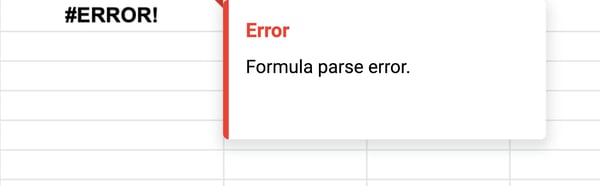 formula analysis error warning message