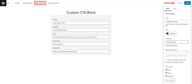 editor preview in genesis custom blocks