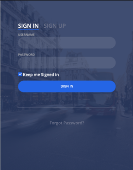sign in sign up template with input field for username, password, a keep me signed in option and a forgot password feature