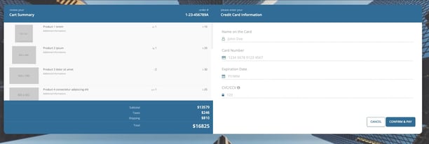 html payment template with cart and payment information