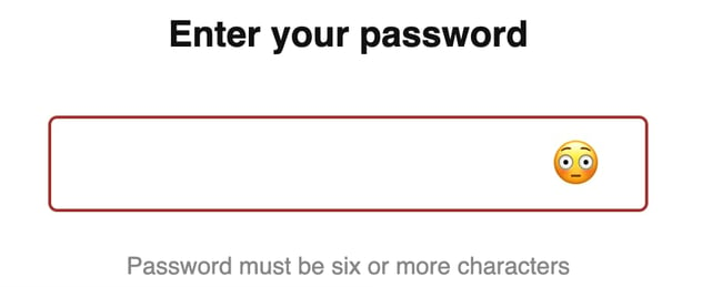 enter password html form template with emoji validation on password strength