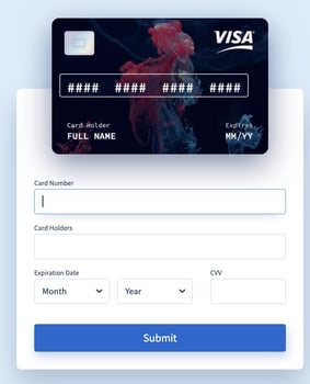 interactive html visa credit card template