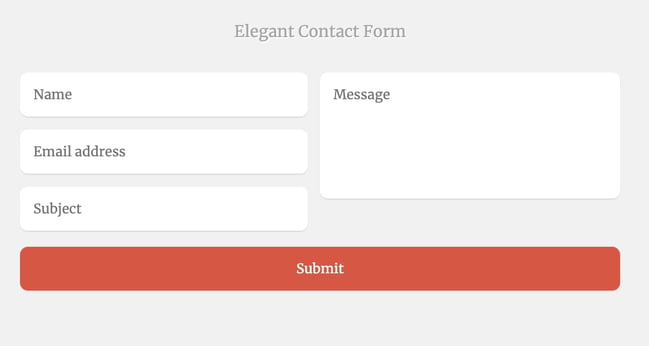 contact form with email address, message, name and subject