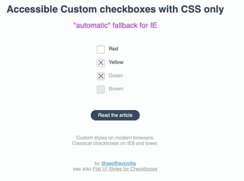 html/css template of checkboxes