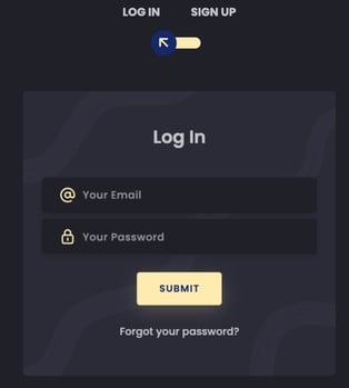 login/signup template with input fields for email and password