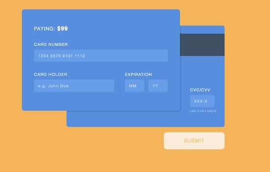 simple, interactive credit card template