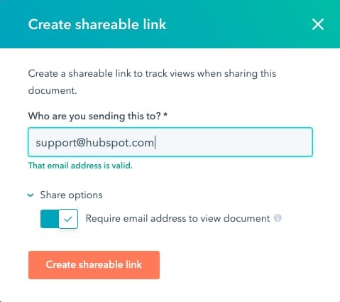 Sending a link to a HubSpot document