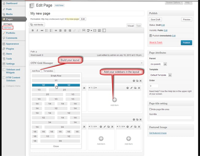 demo of how to create custom sidebar widgets on wordpress page