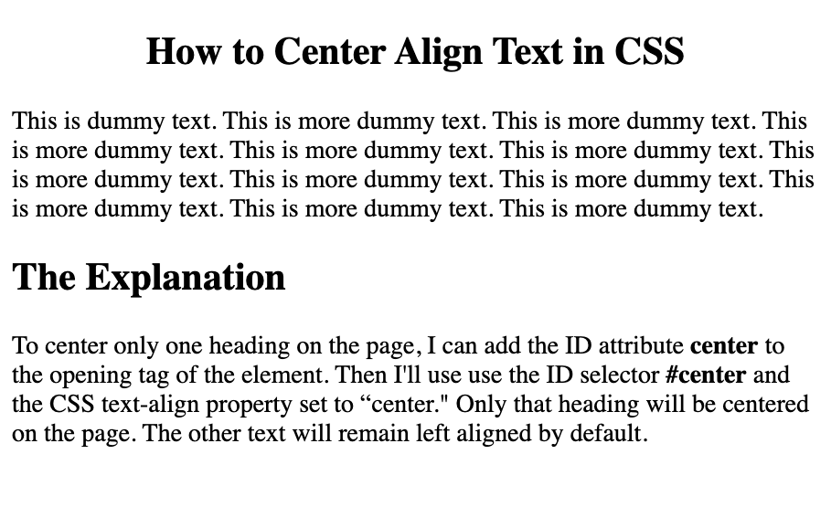 center text on image css