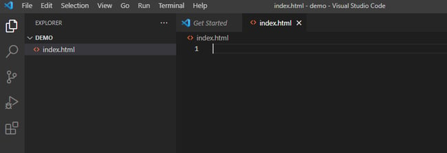 VS Code with index.html file