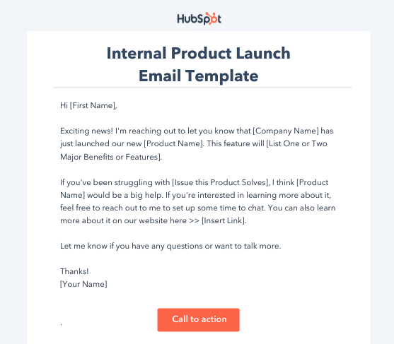 internal product launch email template lazy copy