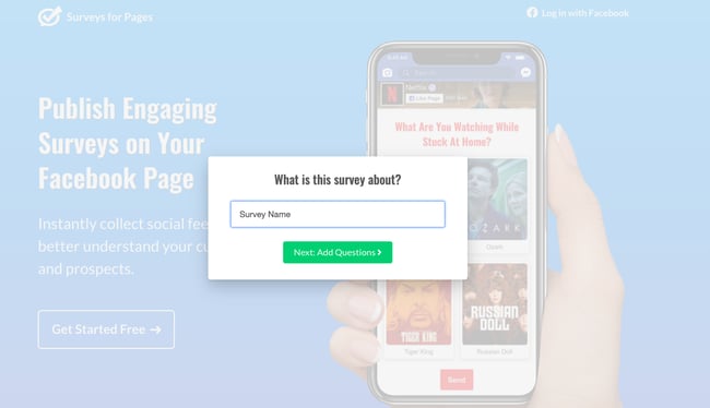 How to create a survey on Facebook step 4: Name the survey