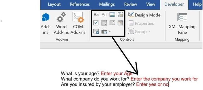 how to create a survey in microsoft word, step 3: Add content