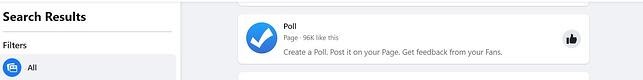 how to create a poll on facebook step 1: search for poll in the search bar and select the first option. 