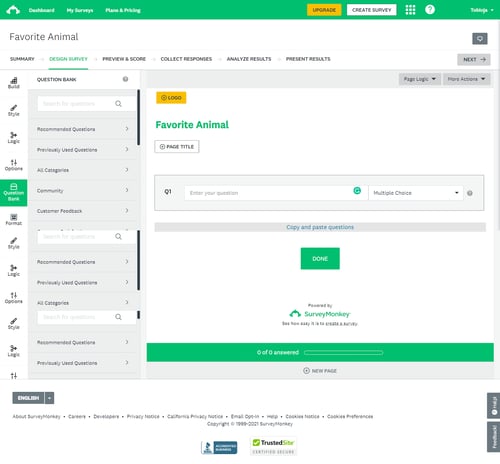 how to create a survey on surveymonkey step 3: Add or choose survey questions