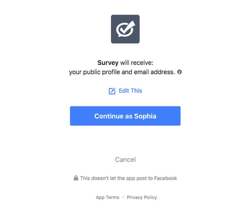 how to create a poll on facebook step 3: give poll permissions to use your profile information