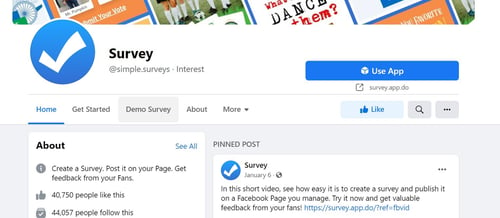 how to create a survey on facebook step 2: select use the app on the survey page
