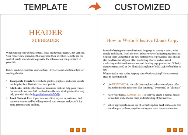 example of including a call to action within an ebook template