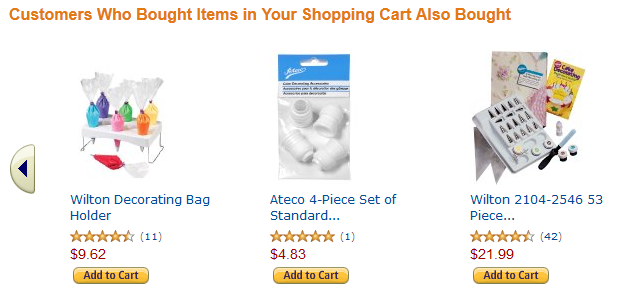 recommended items in the Amazon.com checkout process