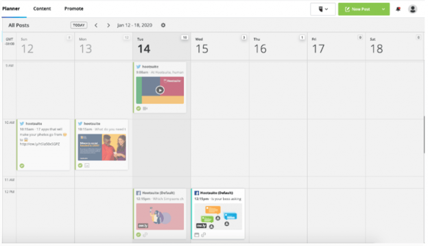 Calendario de contenido de Hootsuite en Hootsuite Planner