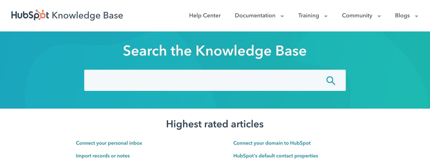 an example of search bar design on the hubspot knowledge base website