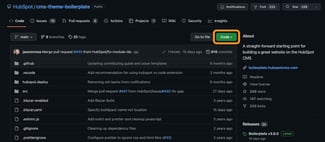 the main github page with the code button circled