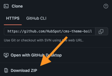 the github download zip button