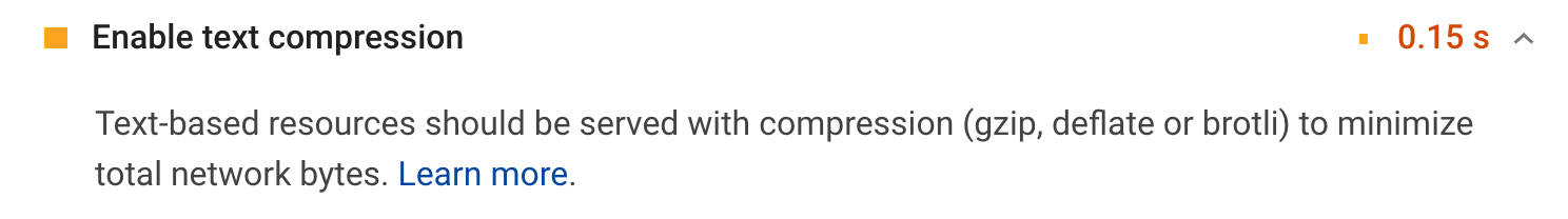 a GZIP compression warning from google site speed checker