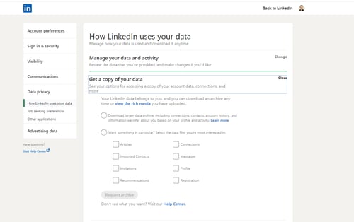 How to Export/Download LinkedIn Contacts: Step 4