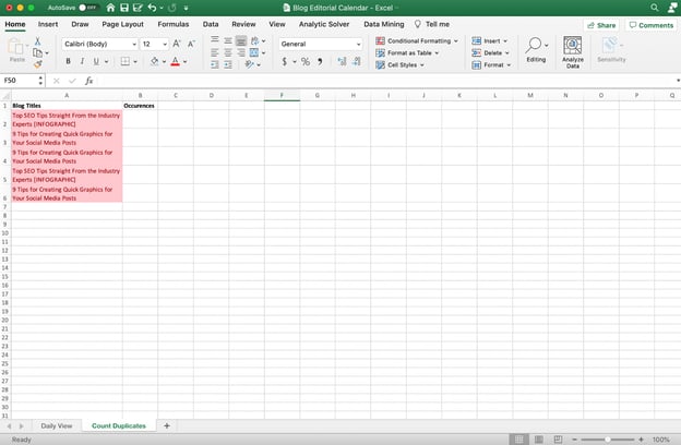 Calculate duplicate Excel worksheets.