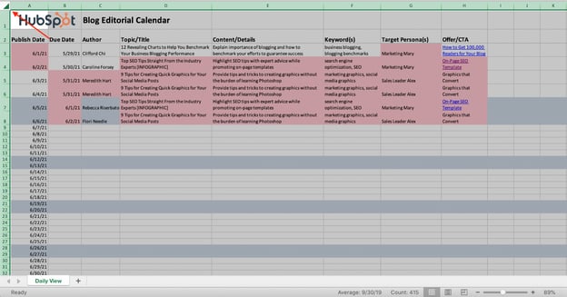 A screenshot of the Excel document with the entire worksheet highlighted.