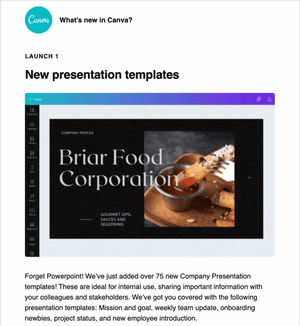 Canva interactive email example