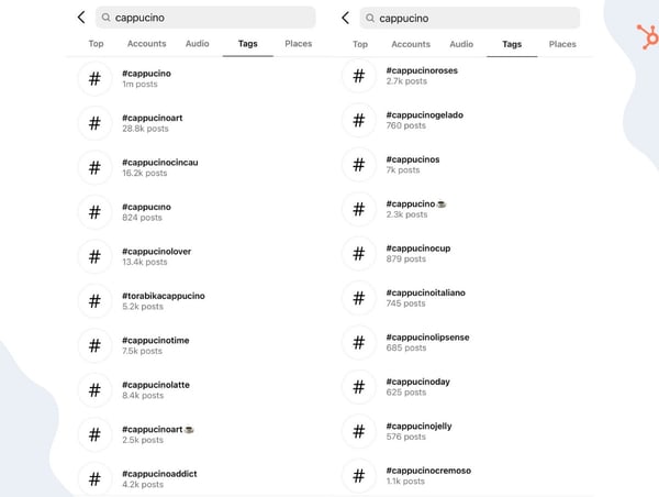 instagram hashtag search results page