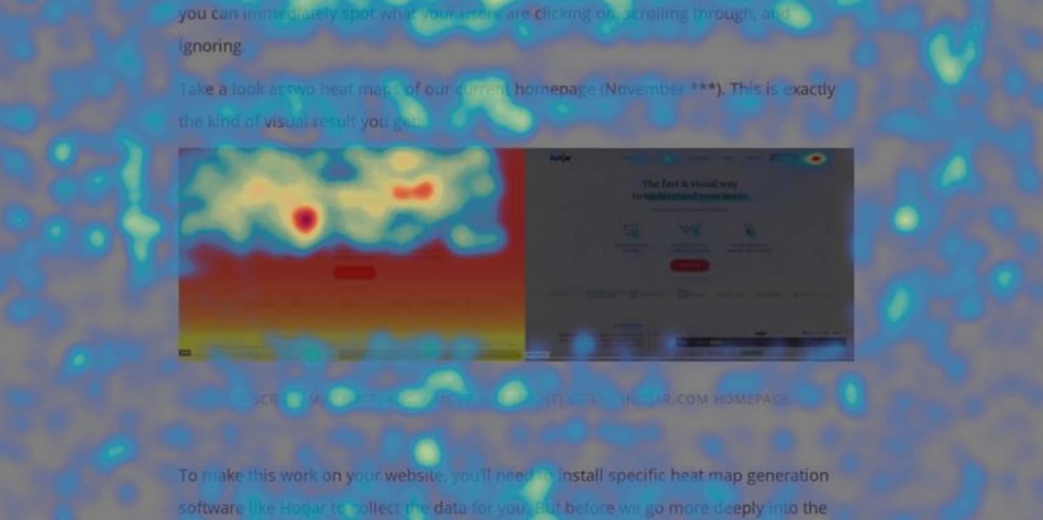 a heatmap of a website