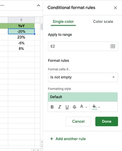 how to set the conditional formatting step 2