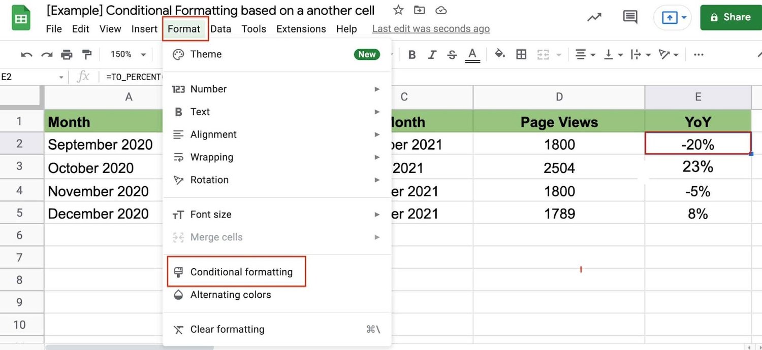 How-To: Conditional Formatting Based on Another Cell in Google Sheets