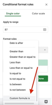 conditional formatting based on another cell value step 3