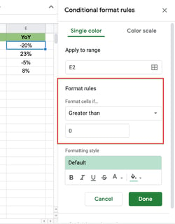how to set the conditional formatting step 3
