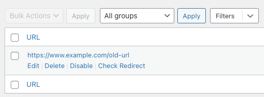 a completed redirect in the redirection plugin