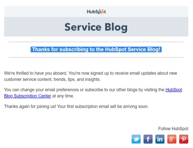 Customer Thank You Letter Example: HubSpot