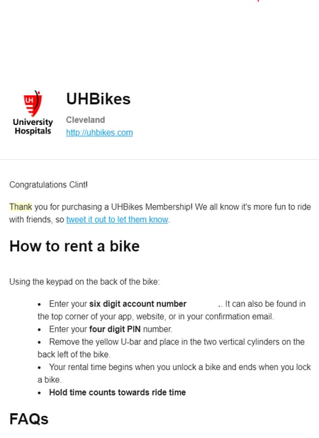 Customer Thank You Letter Example: UH Bikes