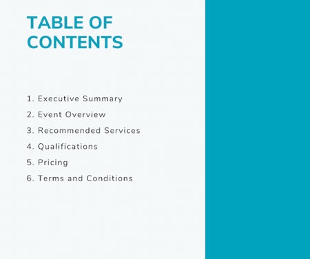 BusinessHow to Write a Business Proposal: Example Table of Contents