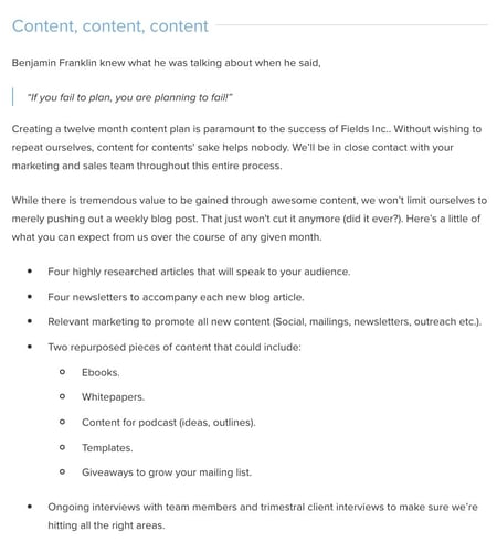 Business Proposal Templates: Content Marketing