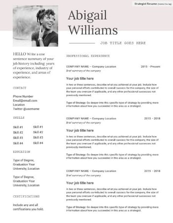 marketing resume template with great formatting